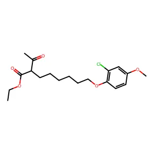 Octanoic acid, 2-acetyl-8-(2-chloro-4-methoxyphenoxy)-, ethyl ester structure