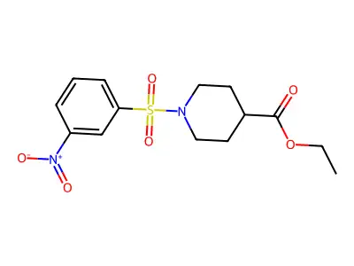 Ethyl 1-((3-nitrophenyl)sulfonyl)piperidine-4-carboxylate structure