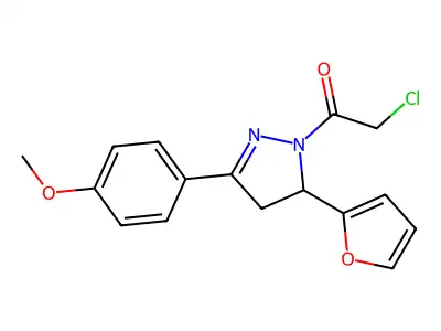 2-chloro-1-[5-(furan-2-yl)-3-(4-methoxyphenyl)-4,5-dihydro-1H-pyrazol-1-yl]ethan-1-one structure