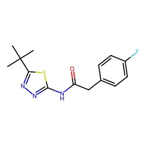 N-(5-tert-butyl-1,3,4-thiadiazol-2-yl)-2-(4-fluorophenyl)acetamide structure