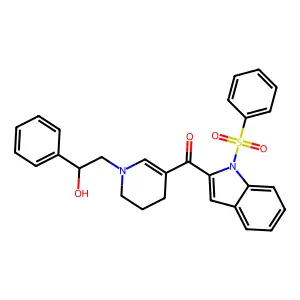 [1-(benzenesulfonyl)indol-2-yl]-[1-(2-hydroxy-2-phenylethyl)-3,4-dihydro-2H-pyridin-5-yl]methanone structure