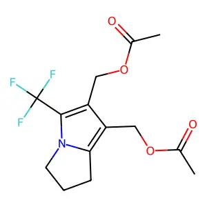 [2-(acetyloxymethyl)-3-(trifluoromethyl)-6,7-dihydro-5H-pyrrolizin-1-yl]methyl acetate structure