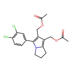[2-(acetyloxymethyl)-3-(3,4-dichlorophenyl)-6,7-dihydro-5H-pyrrolizin-1-yl]methyl acetate structure
