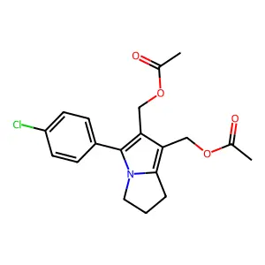[2-(acetyloxymethyl)-3-(4-chlorophenyl)-6,7-dihydro-5H-pyrrolizin-1-yl]methyl acetate structure