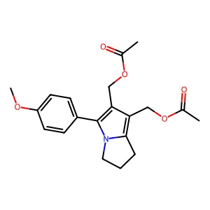 [2-(acetyloxymethyl)-3-(4-methoxyphenyl)-6,7-dihydro-5H-pyrrolizin-1-yl]methyl acetate structure