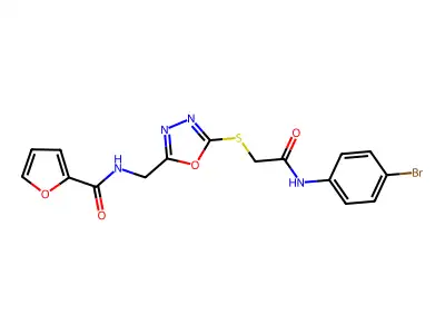 N-[(5-{[2-(4-Bromoanilino)-2-oxoethyl]sulfanyl}-1,3,4-oxadiazol-2-yl)methyl]furan-2-carboxamide structure