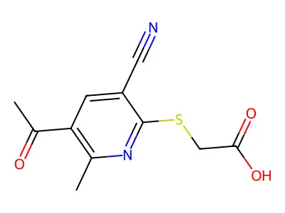 2-[(5-Acetyl-3-cyano-6-methylpyridin-2-yl)sulfanyl]acetic acid structure