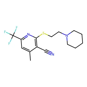 4-Methyl-2-(2-piperidin-1-yl-ethylsulfanyl)-6-trifluoromethyl-nicotinonitrile structure