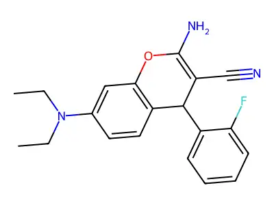 2-amino-7-(diethylamino)-4-(2-fluorophenyl)-4H-chromene-3-carbonitrile structure