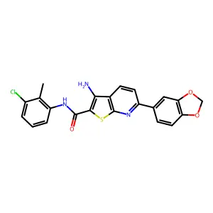 3-amino-6-(1,3-benzodioxol-5-yl)-N-(3-chloro-2-methylphenyl)thieno[2,3-b]pyridine-2-carboxamide structure