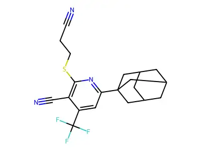 6-(1-Adamantyl)-2-[(2-cyanoethyl)sulfanyl]-4-(trifluoromethyl)nicotinonitrile structure