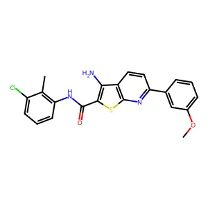 3-amino-N-(3-chloro-2-methylphenyl)-6-(3-methoxyphenyl)thieno[2,3-b]pyridine-2-carboxamide structure