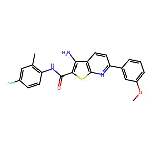 3-amino-N-(4-fluoro-2-methylphenyl)-6-(3-methoxyphenyl)thieno[2,3-b]pyridine-2-carboxamide structure