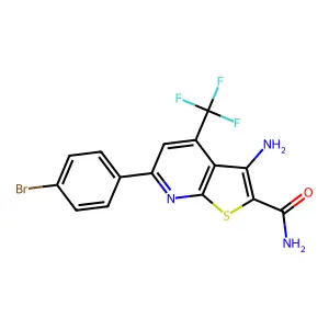 3-Amino-6-(4-bromophenyl)-4-(trifluoromethyl)thieno[2,3-b]pyridine-2-carboxamide structure