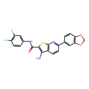 3-amino-6-(1,3-benzodioxol-5-yl)-N-(3,4-difluorophenyl)thieno[2,3-b]pyridine-2-carboxamide structure