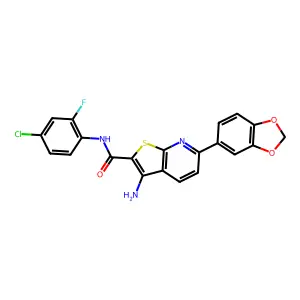 3-amino-6-(1,3-benzodioxol-5-yl)-N-(4-chloro-2-fluorophenyl)thieno[2,3-b]pyridine-2-carboxamide structure