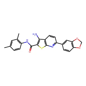 3-amino-6-(1,3-benzodioxol-5-yl)-N-(2,4-dimethylphenyl)thieno[2,3-b]pyridine-2-carboxamide structure