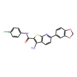 3-amino-6-(1,3-benzodioxol-5-yl)-N-(4-chlorophenyl)thieno[2,3-b]pyridine-2-carboxamide structure