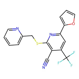 6-(2-Furyl)-2-[(2-pyridinylmethyl)thio]-4-(trifluoromethyl)nicotinonitrile structure