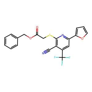 Benzyl 2-[3-cyano-6-(furan-2-yl)-4-(trifluoromethyl)pyridin-2-yl]sulfanylacetate structure
