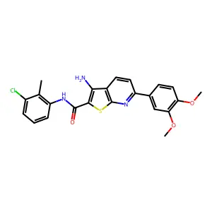 3-amino-N-(3-chloro-2-methylphenyl)-6-(3,4-dimethoxyphenyl)thieno[2,3-b]pyridine-2-carboxamide structure