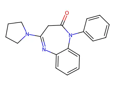 2H-1,5-Benzodiazepin-2-one, 1,3-dihydro-1-phenyl-4-(1-pyrrolidinyl)- structure