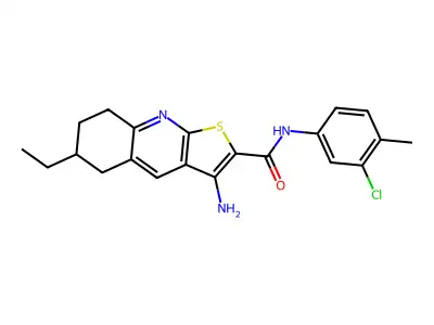 3-amino-N-(3-chloro-4-methylphenyl)-6-ethyl-5,6,7,8-tetrahydrothieno[2,3-b]quinoline-2-carboxamide structure