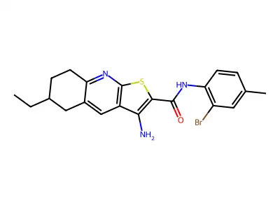 3-amino-N-(2-bromo-4-methylphenyl)-6-ethyl-5,6,7,8-tetrahydrothieno[2,3-b]quinoline-2-carboxamide structure