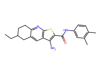 3-amino-N-(3,4-dimethylphenyl)-6-ethyl-5,6,7,8-tetrahydrothieno[2,3-b]quinoline-2-carboxamide structure