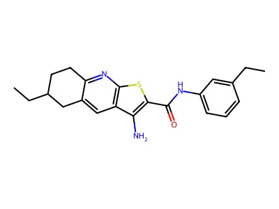3-amino-6-ethyl-N-(3-ethylphenyl)-5,6,7,8-tetrahydrothieno[2,3-b]quinoline-2-carboxamide structure