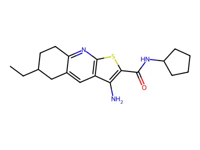 3-amino-N-cyclopentyl-6-ethyl-5,6,7,8-tetrahydrothieno[2,3-b]quinoline-2-carboxamide structure