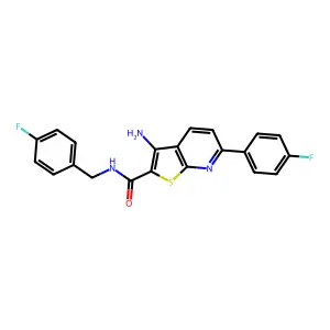 3-amino-N-(4-fluorobenzyl)-6-(4-fluorophenyl)thieno[2,3-b]pyridine-2-carboxamide structure