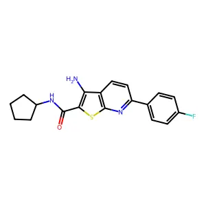3-amino-N-cyclopentyl-6-(4-fluorophenyl)thieno[2,3-b]pyridine-2-carboxamide structure