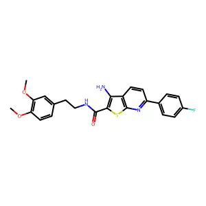 3-amino-N-[2-(3,4-dimethoxyphenyl)ethyl]-6-(4-fluorophenyl)thieno[2,3-b]pyridine-2-carboxamide structure