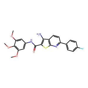 3-amino-6-(4-fluorophenyl)-N-(3,4,5-trimethoxyphenyl)thieno[2,3-b]pyridine-2-carboxamide structure