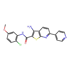3-amino-N-(2-chloro-5-methoxyphenyl)-6-(pyridin-4-yl)thieno[2,3-b]pyridine-2-carboxamide structure