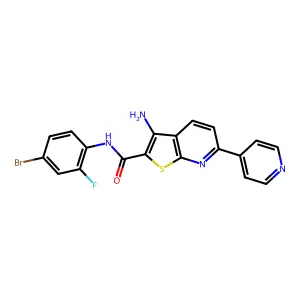 3-amino-N-(4-bromo-2-fluorophenyl)-6-(pyridin-4-yl)thieno[2,3-b]pyridine-2-carboxamide structure