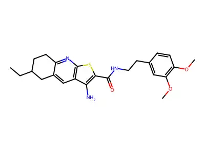 3-amino-N-[2-(3,4-dimethoxyphenyl)ethyl]-6-ethyl-5,6,7,8-tetrahydrothieno[2,3-b]quinoline-2-carboxamide structure