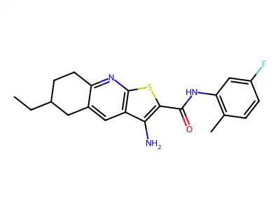 3-amino-6-ethyl-N-(5-fluoro-2-methylphenyl)-5,6,7,8-tetrahydrothieno[2,3-b]quinoline-2-carboxamide structure