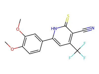 6-(3,4-Dimethoxyphenyl)-2-sulfanyl-4-(trifluoromethyl)pyridine-3-carbonitrile structure
