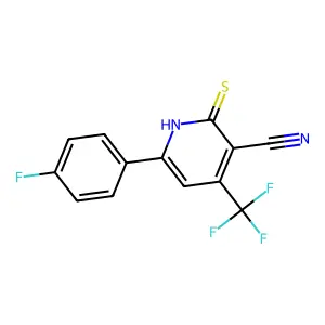 4-(Trifluoromethyl)-6-(4-fluorophenyl)-1,2-dihydro-2-thioxopyridine-3-carbonitrile structure