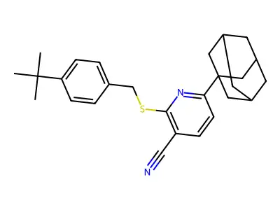 6-(1-Adamantyl)-2-[(4-tert-butylphenyl)methylsulfanyl]pyridine-3-carbonitrile structure