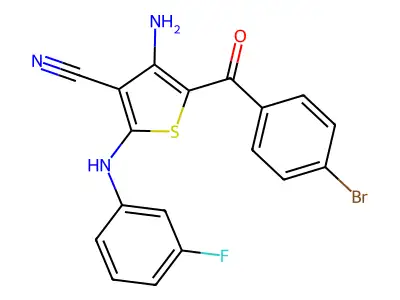 4-Amino-5-(4-bromobenzoyl)-2-(3-fluoroanilino)-3-thiophenecarbonitrile structure