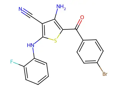 4-Amino-5-(4-bromobenzoyl)-2-(2-fluoroanilino)-3-thiophenecarbonitrile structure