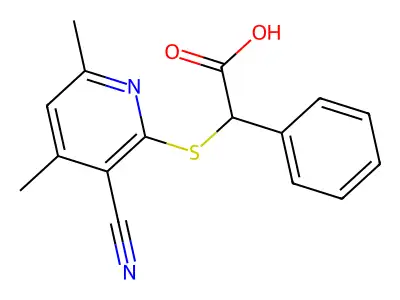 2-(3-Cyano-4,6-dimethylpyridin-2-yl)sulfanyl-2-phenylacetic acid structure