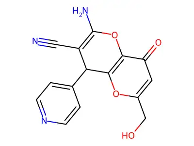 2-amino-6-(hydroxymethyl)-8-oxo-4-(4-pyridinyl)-4,8-dihydropyrano[3,2-b]pyran-3-carbonitrile structure