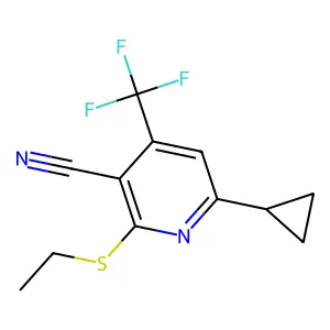 6-Cyclopropyl-2-ethylsulfanyl-4-(trifluoromethyl)pyridine-3-carbonitrile structure