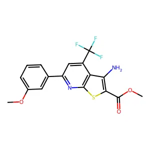 methyl 3-amino-6-(3-methoxyphenyl)-4-(trifluoromethyl)thieno[2,3-b]pyridine-2-carboxylate structure