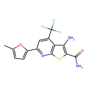 3-amino-6-(5-methylfuran-2-yl)-4-(trifluoromethyl)thieno[2,3-b]pyridine-2-carboxamide structure