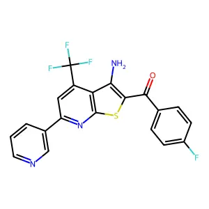 [3-amino-6-(3-pyridinyl)-4-(trifluoromethyl)thieno[2,3-b]pyridin-2-yl](4-fluorophenyl)methanone structure